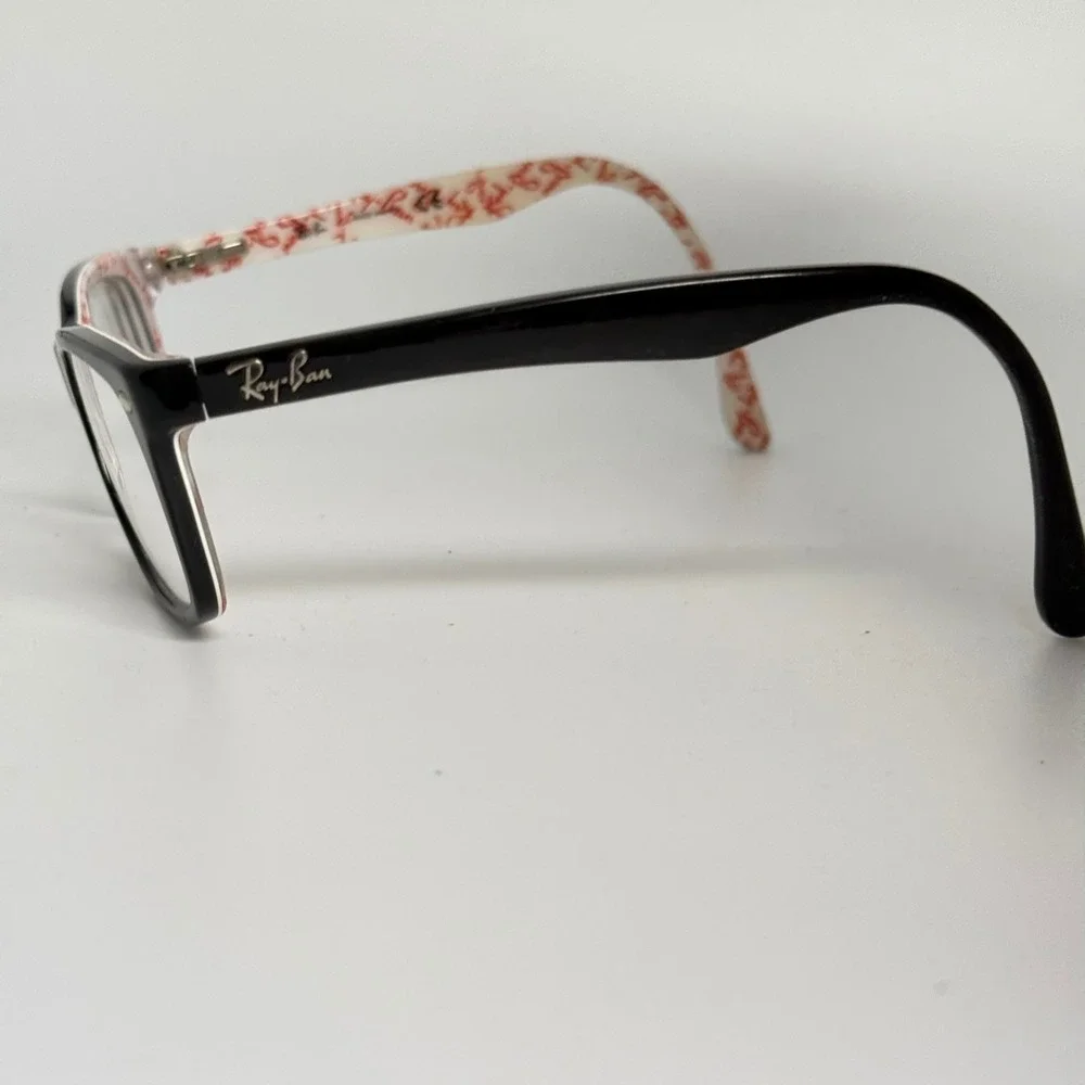 Ray-Ban RB 5228 5014 Black Red Script Logo Eyeglass Frames 50-17-140